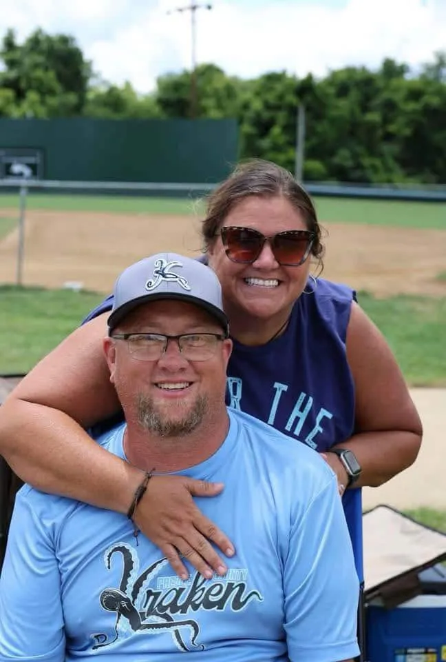 Jeff Stephens, owner of Stephens No Sweat Heating & Air, with his wife in New Paris, OH